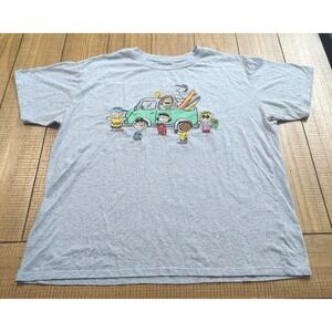 C2 Peanuts Gray Graphic Tee Embroidered Snoopy Charlie Brown Gang Sz 2XL